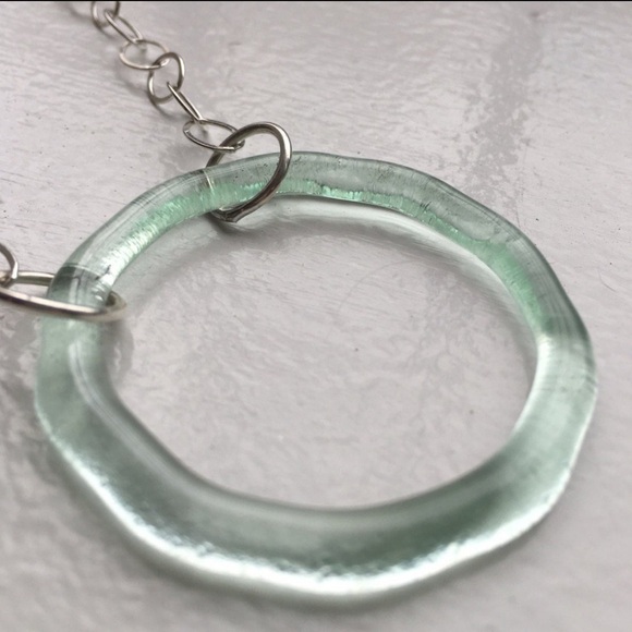 Sterling Silver Upcycled Glass Necklace Handmade - Picture 3 of 12